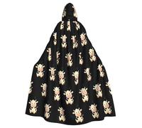 YYHWHJDE Super cute little cow Pattern Halloween Adult Hooded Cloak for various party and carnival settings