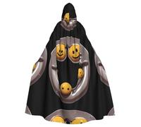 YYHWHJDE Superman smiley face Picture Halloween Adult Hooded Cloak for Role-Playing, Costumes, and Theme Parties