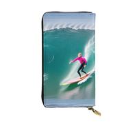 YYHWHJDE Surfer People Printing Quality Leather Long Clutch Wallet Designed for Fashion Girls and Women Stylish 7.48 x 4.13 in