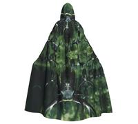 YYHWHJDE Suspended Cow's Head Picture Halloween Adult Hooded Cape Large Hooded Cloak with Bow Tie, No Zipper