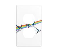 YYHWHJDE Swallows Flying in The Rainbow Pattern Double Socket Wall Panel Decorative is Durable and Suitable for Socket Light Switch Accessories 4.5x2.76in