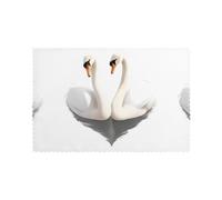 YYHWHJDE Swan in Love Prints Placemats Set of 6 12x18in - Elevate Every Meal with Durable & Customizable Table Layers