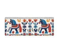YYHWHJDE Swedish Dala Horse Folk Pattern Extra Large Mouse Pad, Computer Office Anti Slip Gaming Keyboard Thickened Version 12x31.5in