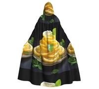 YYHWHJDE Sweet And Sour Lemon Slices Pattern Halloween Adult Hooded Cape Cloak For Role-Playing, Stage Costumes, Parties Easy Care