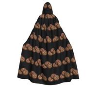 YYHWHJDE Sweet Chocolate Cookies Pattern Halloween Adult Hooded Cloak for various party and carnival settings