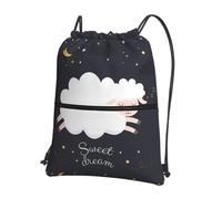 YYHWHJDE sweet dream Prints Drawstring Zipper Backpack - Lightweight Water-Resistant Gym Bag for Travel, Yoga, and Everyday Adventures