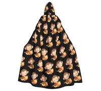 YYHWHJDE Sweet peach monkey Pattern Halloween Adult Hooded Cloak for various party and carnival settings