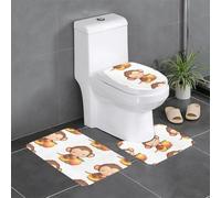 YYHWHJDE Sweet Peach Monkey Picture Three Piece Set of Bathroom Floor mats, Bathroom Shower mats, Anti Slip Quick Drying