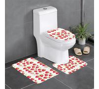 YYHWHJDE Sweet Strawberry Picture Three Piece Set of Bathroom Floor mats, Bathroom Shower mats, Anti Slip Quick Drying