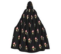 YYHWHJDE Sweet watermelon ice cream Pattern Halloween Adult Hooded Cloak for various party and carnival settings
