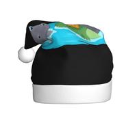 YYHWHJDE Swimming hippopotamus and crocodiles Prints Christmas Hat for Adult Making It a Fun and Durable Gift for Men and Women