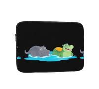 YYHWHJDE Swimming Hippopotamus and Crocodiles Prints Protective Shockproof Portable Laptop Sleeve Case 12 inch for Men and Women Business Travel, and Office Daily Use
