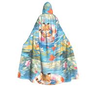 YYHWHJDE Swimming Tiger Cub Pattern Halloween Adult Hooded Cape Cloak No Zipper, Comfortable For Costume Parties