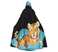 YYHWHJDE Swimming Tiger Cub Pattern Halloween Adult Hooded Cape Cloak - Super Large Hooded Cloak No Zipper