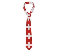 YYHWHJDE Swiss Flag Pattern Men's Necktie for Business, Daily Wear, Work, Birthdays, Weddings, Parties, Banquets Easy Care 57X3.1 In