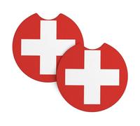 YYHWHJDE Swiss Flag Prints Car Cup Coasters 2-Pack - The Thoughtful Gift for New Drivers & Road Trip Lovers - High-Grade Neoprene Protection & Style