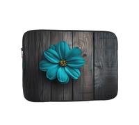 YYHWHJDE Teal Flower on Wooden Plank Prints Protective Shockproof Portable Laptop Sleeve Case 17 inch for Men and Women Business Travel, and Office Daily Use