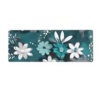 YYHWHJDE Teal Grey and White Floral Prints Extra Large Mouse pad Mousepad 12x31.5in for Office Gaming Learning