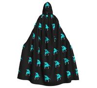 YYHWHJDE Teal Unicorn Prints Halloween Adult Hooded Cloak for Parties and Costumes