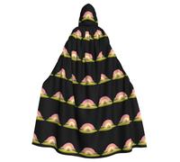 YYHWHJDE Tent On Hill And Sunset Pattern Halloween Adult Hooded Cape Cloak No Zipper, Comfortable For Costume Parties