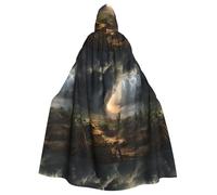 YYHWHJDE Terrible Tornado Pattern Halloween Adult Hooded Cape Cloak For Role-Playing, Stage Costumes, Parties Easy Care