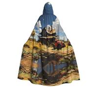 YYHWHJDE Texas Farm Tractor Picture Halloween Adult Hooded Cloak for Role-Playing, Costumes, and Theme Parties
