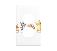 YYHWHJDE The Animals are Dancing to Celebrate Pattern Double Socket Wall Panel Decorative is Durable and Suitable for Socket Light Switch Accessories 4.5x2.76in