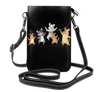 YYHWHJDE The animals are dancing to celebrate Picture Ladies' mobile phone with leather foreskin, crossbody flip cover, small adjustable shoulder strap