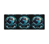 YYHWHJDE The Beast In The Waves Pattern Extra Large Mouse Pad, Computer Office Anti Slip Gaming Keyboard Thickened Version 12x31.5in
