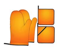 YYHWHJDE The beauty of pure color Pattern Kitchen baking four-piece set Includes 2 Insulated Gloves and 2 Pot Lid Pads with Pockets anti-scalding and heat-insulating