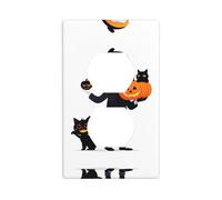 YYHWHJDE The Black cat Ghost Behind The Little boy Pattern Double Socket Wall Panel Decorative is Durable and Suitable for Socket Light Switch Accessories 4.5x2.76in