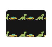 YYHWHJDE The car Heading to The Dinosaurs Picture Crystal Velvet Lock Edge Floor mat, Bedroom Carpet, Parlor, Dormitory Home Decoration