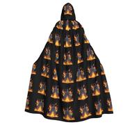 YYHWHJDE The Castle Burning Flames Pattern Halloween Adult Hooded Cape Cloak No Zipper, Comfortable For Costume Parties