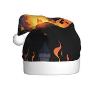 YYHWHJDE The castle burning flames Prints Christmas Hat for Adult Making It a Fun and Durable Gift for Men and Women
