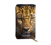 YYHWHJDE The deep-eyed leopard Picture Leather long clutch wallet Designed for fashion girls and women stylish and personalized 7.48 x 4.13 in, Black, One Size