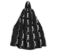 YYHWHJDE The domineering skeleton at the office Prints Halloween Adult Hooded Cloak for Parties and Costumes