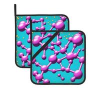 YYHWHJDE The dopamine link Pattern Square Insulated Pot Mat 2-piece Thick Durable for Heat Insulation for Microwave, Oven, and Outdoor Grilling