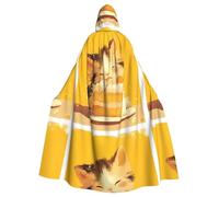 YYHWHJDE The Drooling Little Greedy Cat Picture Halloween Adult Hooded Cape Cloak No Zipper, Comfortable For Costume Parties