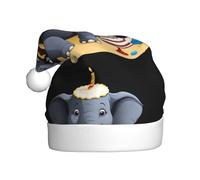 YYHWHJDE The elephant has a huge cake Prints Christmas Hat for Adult Making It a Fun and Durable Gift for Men and Women