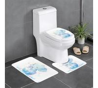 YYHWHJDE The elephant is spitting water Pattern Anti slip floor mat three piece set bathroom carpet anti slip durable
