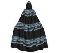 YYHWHJDE The Endless Sea Pattern Halloween Adult Hooded Cape Cloak For Role-Playing, Stage Costumes, Parties Easy Care
