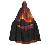 YYHWHJDE The Erupting Kilauea Volcano Pattern Halloween Adult Hooded Cape Cloak For Role-Playing, Stage Costumes, Parties Easy Care