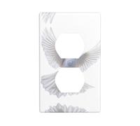 YYHWHJDE The Flawless White Pigeon Picture Double Socket Wall Panel Electrical Socket Cover Plate is Shatter Resistant and Durable 4.5x2.76in