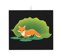 YYHWHJDE The Fox On The Lotus Leaf Printed Kitchen Absorbent pad, Super Absorbent Microfiber, Oversized Anti Slip