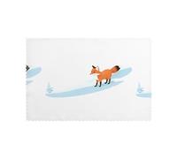 YYHWHJDE The Fox Watching the Snow Prints Placemats Set of 6 12x18in - Elevate Every Meal with Durable & Customizable Table Layers