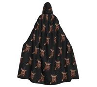 YYHWHJDE The fox wearing a witch hat Pattern Halloween Adult Hooded Cloak for various party and carnival settings
