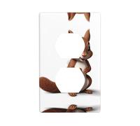 YYHWHJDE The Gentle Little Squirrel Picture Double Socket Wall Panel Electrical Socket Cover Plate is Shatter Resistant and Durable 4.5x2.76in