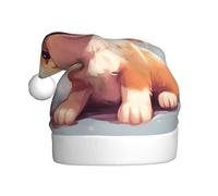 YYHWHJDE The glittering little Corgi Prints Christmas Hat for Adult quality festive accessory crafted soft, lightweight