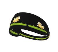 YYHWHJDE The Golden Little Sheep is Jumping Picture Sports Headband for Women Sweat Proof Bandeau Summer Elastic Band