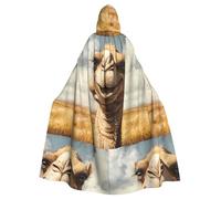 YYHWHJDE The Happy Camel Prints Adult Hooded Cloak is a super large, comfortable, and durable Halloween hooded poncho